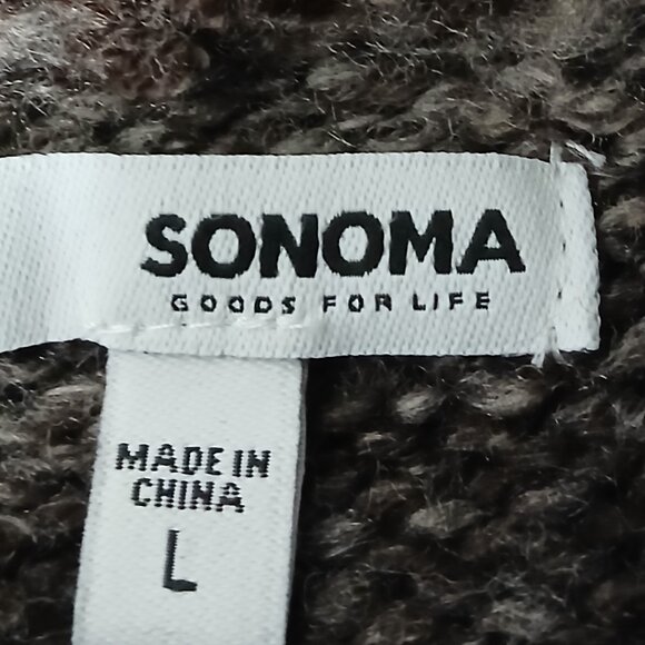 Sonoma Duster Cardigan Sweater L Open Front Long Brown Ombre Striped - Picture 7 of 9